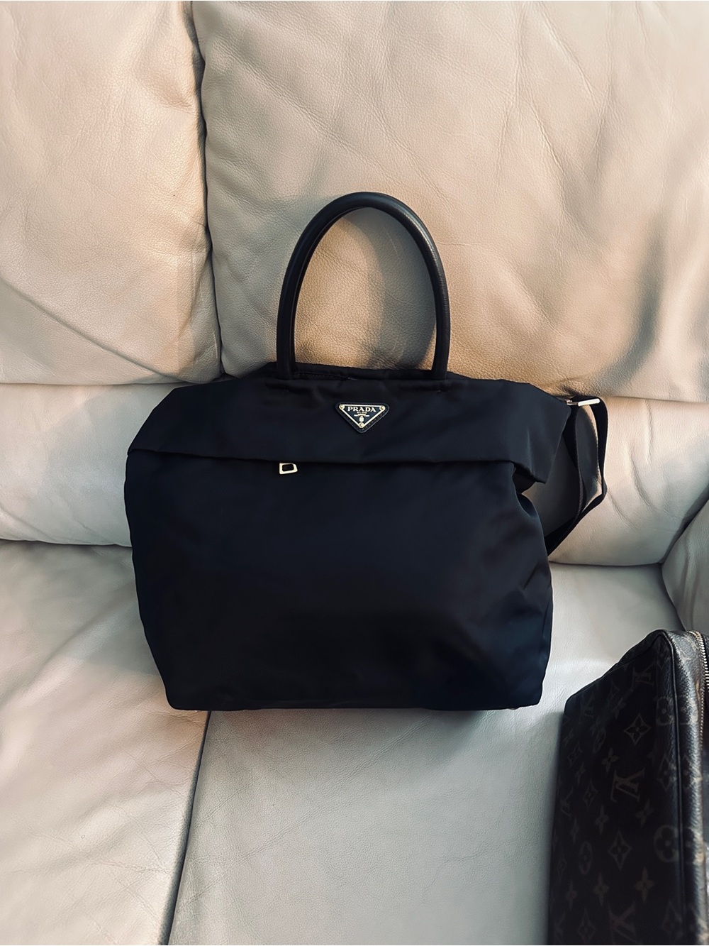 Prada Black Nylon Tote with Top Handles